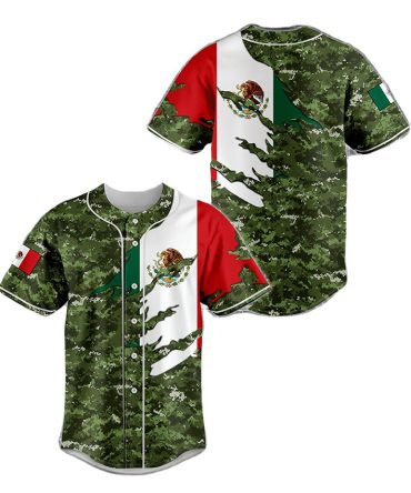 Mexican Flag Camo Baseball Jersey – Patriotic & Stylish Sportswear