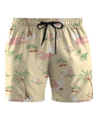 Vibrant Tropical Cartoon Beach Shorts - Relaxed Fit With Fun Island Print 🌴🌺 - Perfect For Summer Adventures!