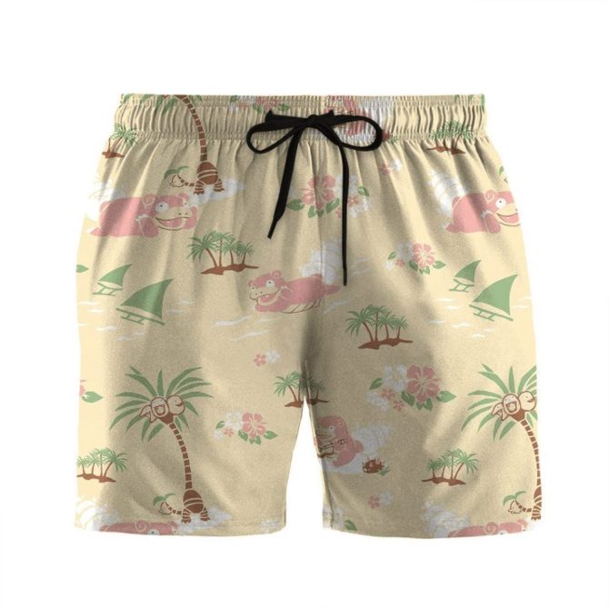 Vibrant Tropical Cartoon Beach Shorts - Relaxed Fit With Fun Island Print 🌴🌺 - Perfect For Summer Adventures!