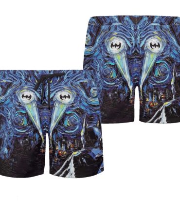 Starry Night Batman Swim Shorts - Unique Art Print Beachwear For Men