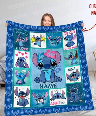 Custom Name Stitch Fleece Blanket – Personalized Disney Gift For Kids & Fans