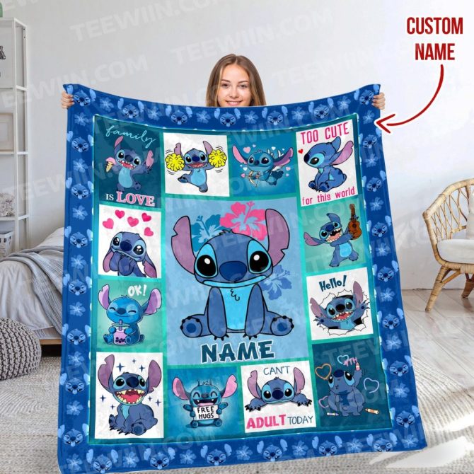 Custom Name Stitch Fleece Blanket – Personalized Disney Gift For Kids & Fans