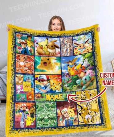 Personalized Pokémon Fleece Blanket - Custom Name Gift For Fans
