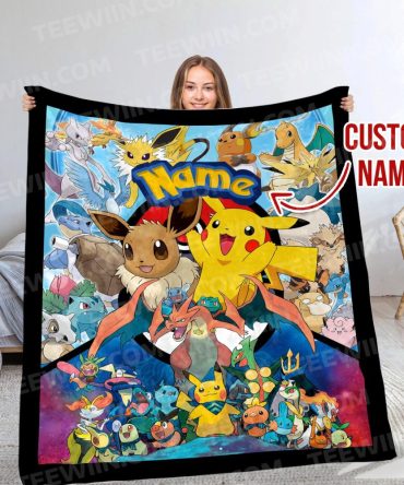 Personalized Pokémon Blanket - Custom Name Gift For Fans & Kids