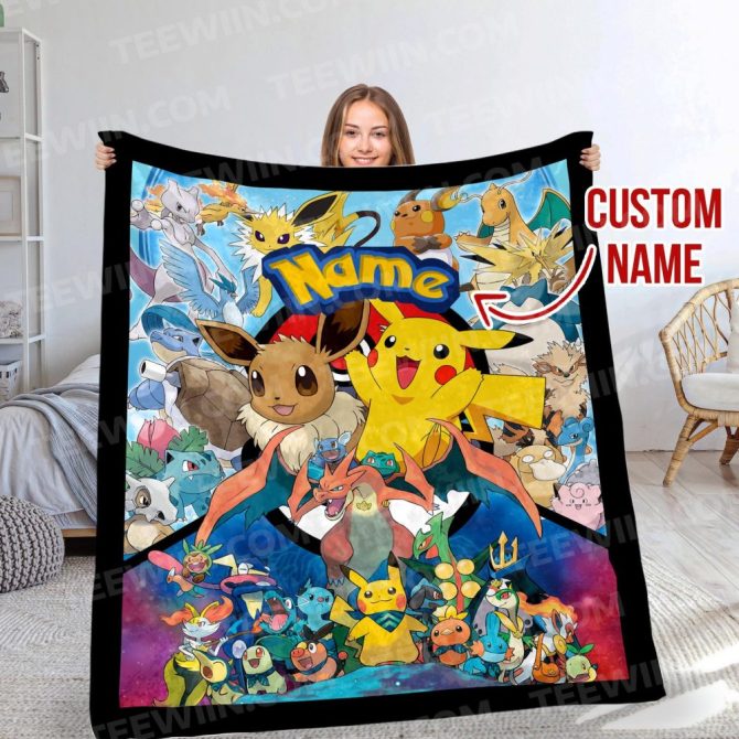 Personalized Pokémon Blanket - Custom Name Gift For Fans & Kids