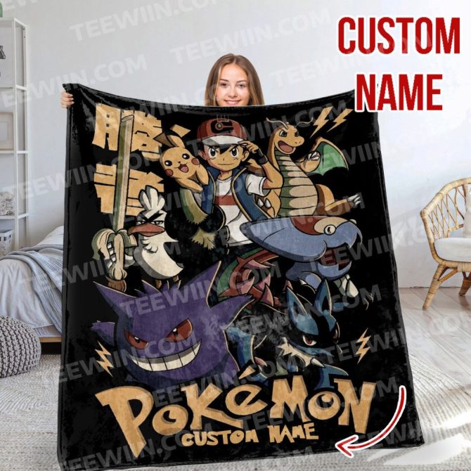 Custom Name Pokémon Blanket – Cozy Fleece Throw With Iconic Characters!
