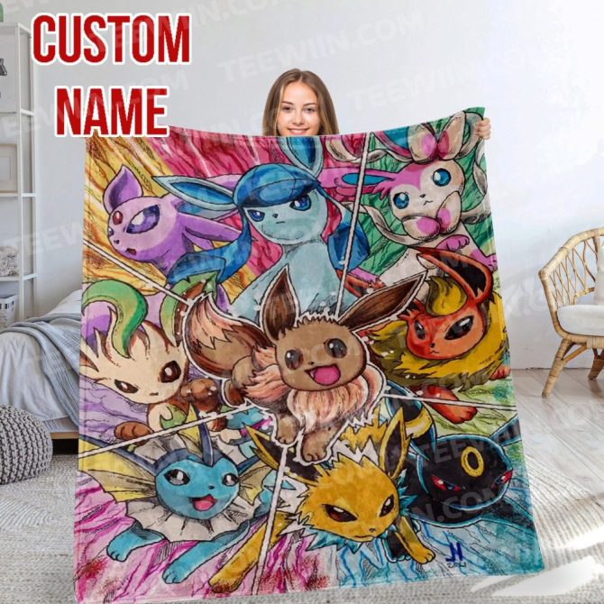 Custom Eevee Evolution Blanket – Cozy Personalized Gift For Pokémon Fans