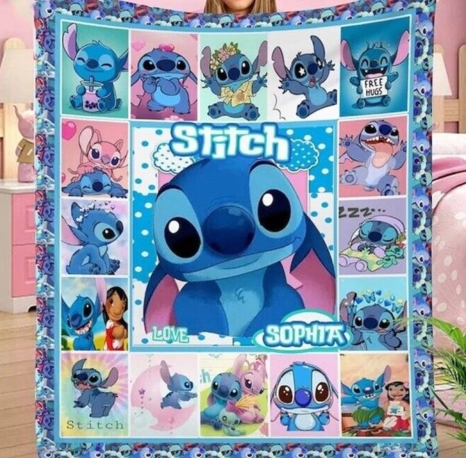 Cozy Stitch Character Blanket - Cute & Colorful Design For Kids & Fans