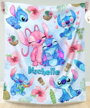 Personalized Cute Cartoon Blanket With Floral Patterns - Cozy Gift For Kids & Adults