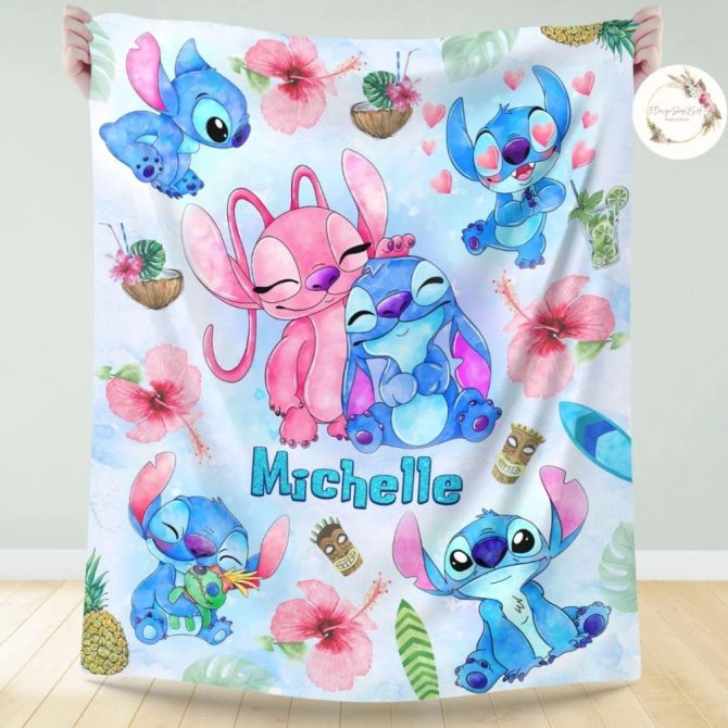 Personalized Cute Cartoon Blanket With Floral Patterns - Cozy Gift For Kids & Adults