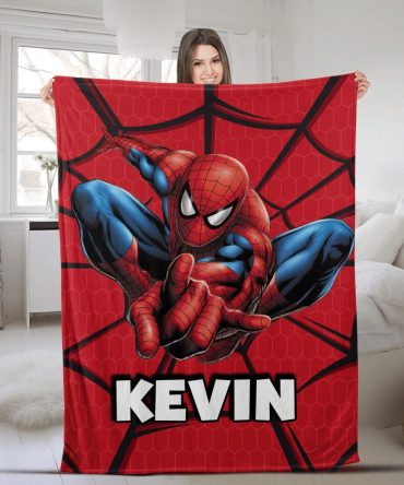 Personalized Spiderman Blanket For Kids - Custom Name Comfort With Heroic Design