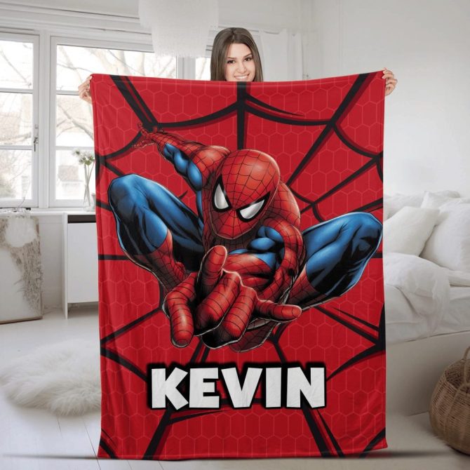 Personalized Spiderman Blanket For Kids - Custom Name Comfort With Heroic Design