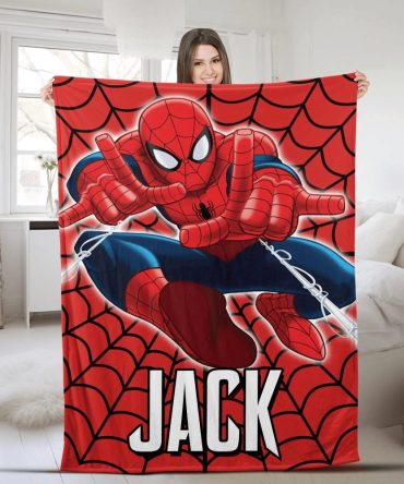 Cozy Personalized Spider Hero Fleece Blanket - Custom Name Gift For Kids