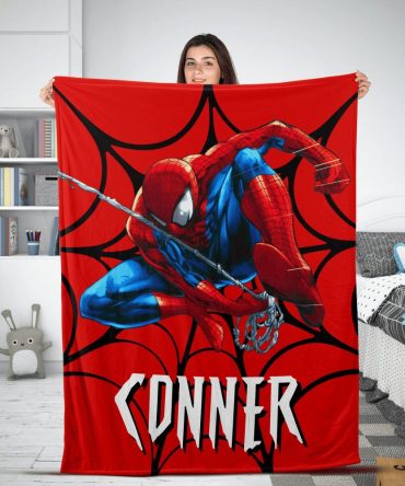 Cozy Spider Hero Fleece Blanket - Personalized Superhero Bedding For Kids