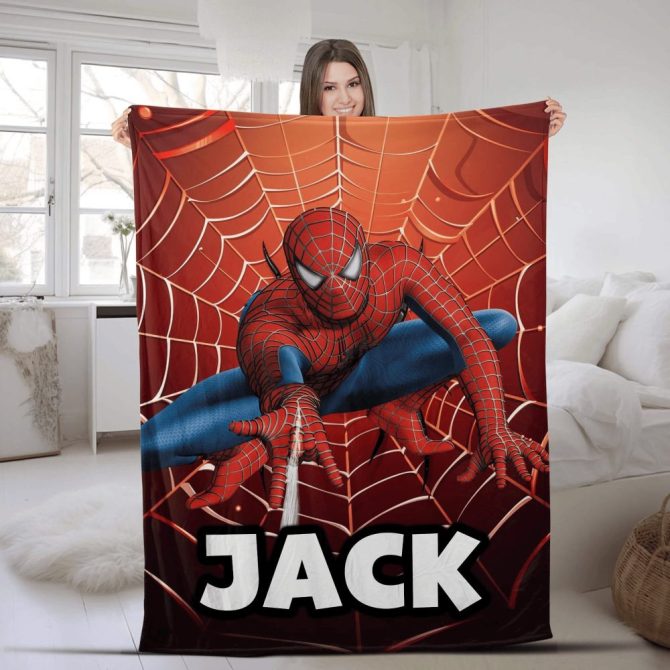 Personalized Spider Hero Fleece Blanket - Cozy Custom Gift For Kids & Fans