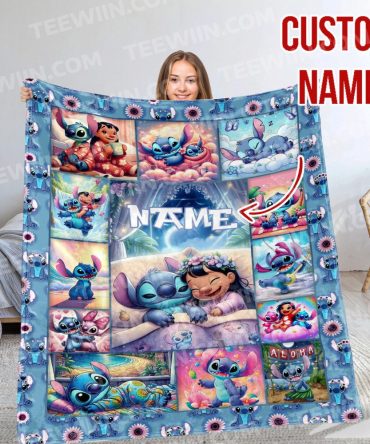 Personalized Lilo & Stitch Blanket - Custom Name Cozy Gift For Kids & Fans