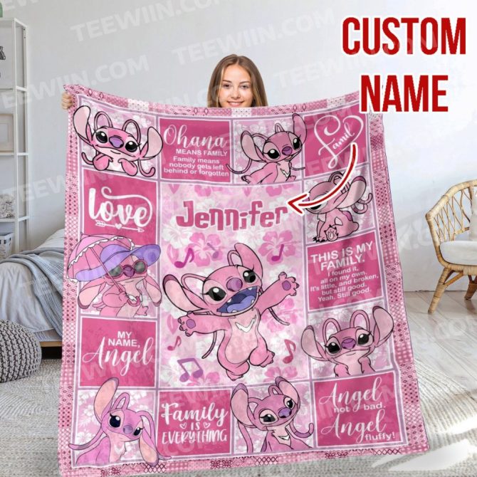 Custom Name Pink Cartoon Blanket - Personalized Cozy Gift For Family & Friends