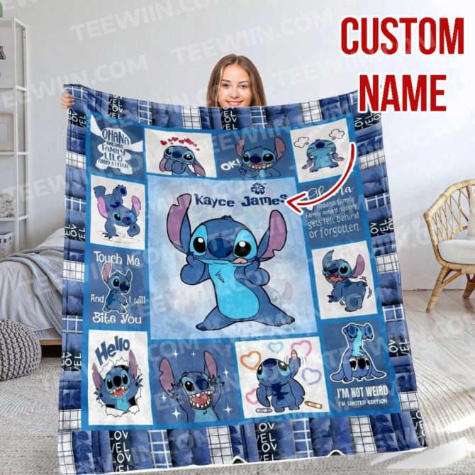 Personalized Stitch Blanket - Custom Name Cozy Gift For Kids & Fans