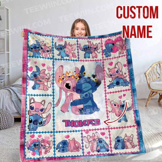 Custom Name Cute Cartoon Couple Blanket - Perfect Gift For Kids & Fans