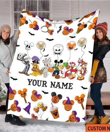 Personalized Halloween Disney Blanket - Custom Name Gift For Kids & Adults