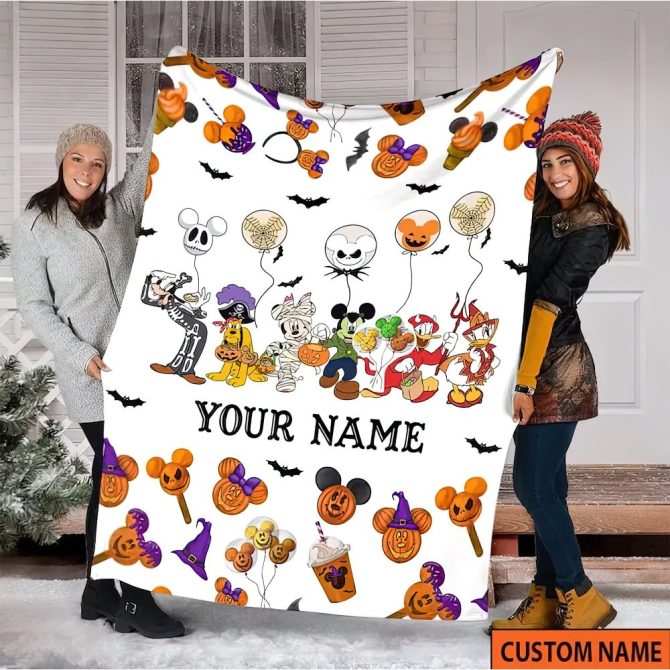 Personalized Halloween Disney Blanket - Custom Name Gift For Kids & Adults