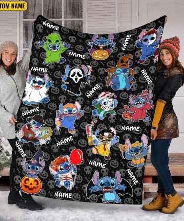 Custom Halloween Cartoon Blanket - Personalized Cozy Gift With Cute Characters