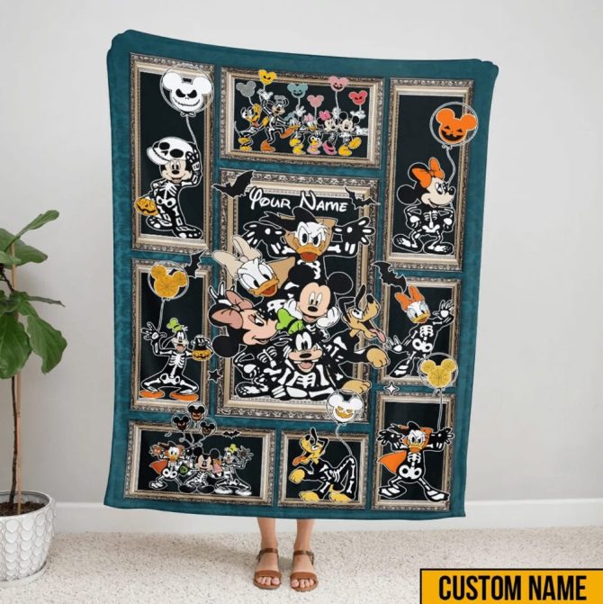 Personalized Cartoon Halloween Blanket – Cozy & Fun Custom Name Gift!