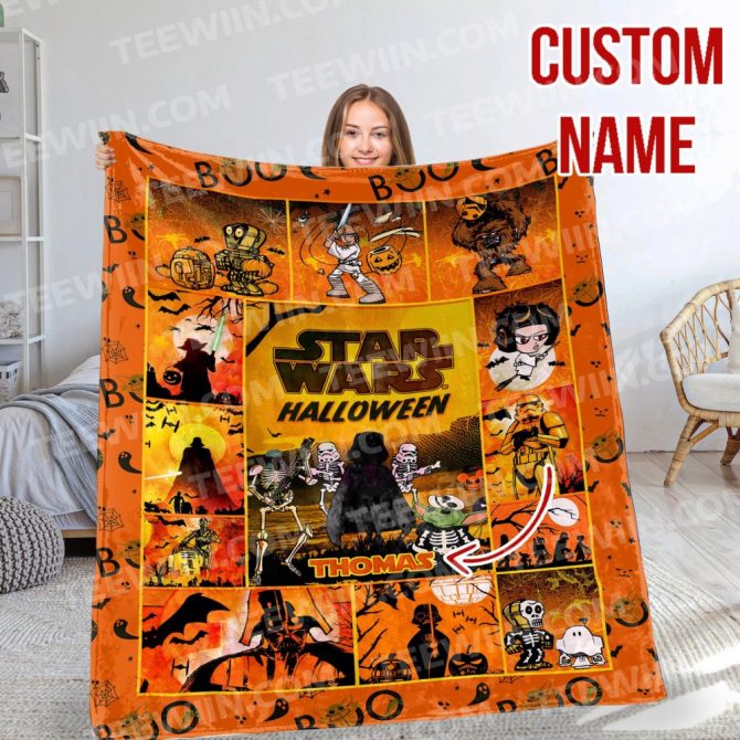Custom Star Wars Halloween Blanket - Personalized Name - Cozy & Festive Gift