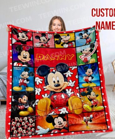 Personalized Mickey Mouse Blanket - Custom Name Gift For Kids - Cozy & Colorful