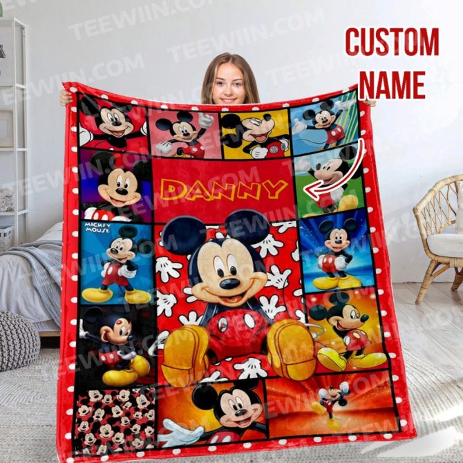 Personalized Mickey Mouse Blanket - Custom Name Gift For Kids - Cozy & Colorful