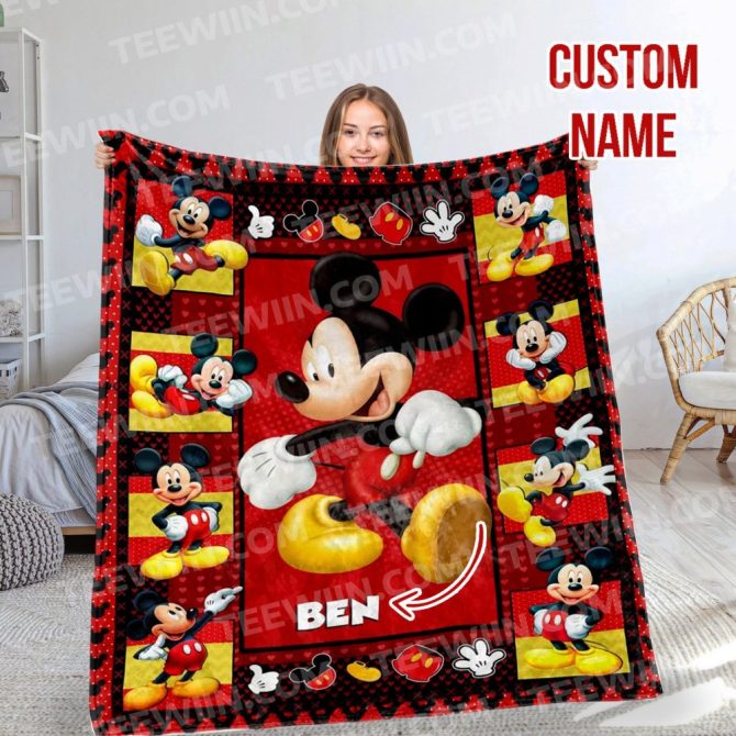 Cozy Custom Name Mickey Mouse Blanket – Personalized Disney Gift For Kids