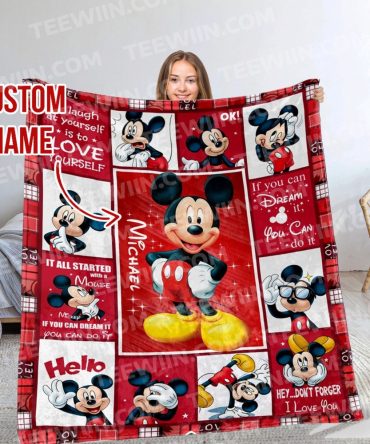 Custom Name Disney Mickey Mouse Fleece Blanket - Personalized Gift For Kids & Adults