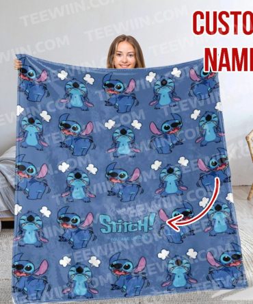 Cozy Custom Name Stitch Blanket – Perfect Gift For Disney Fans!