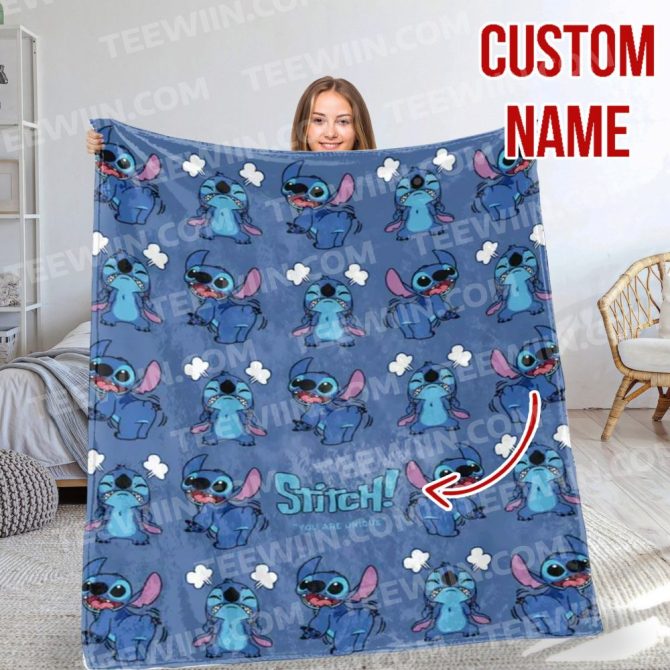 Cozy Custom Name Stitch Blanket – Perfect Gift For Disney Fans!