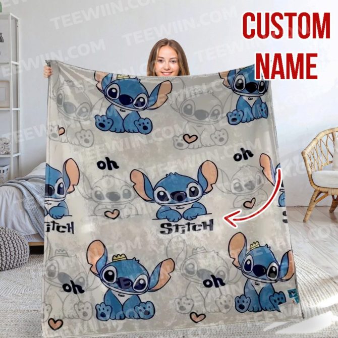 Cozy Custom Name Stitch Blanket - Cute & Soft Gift For Fans