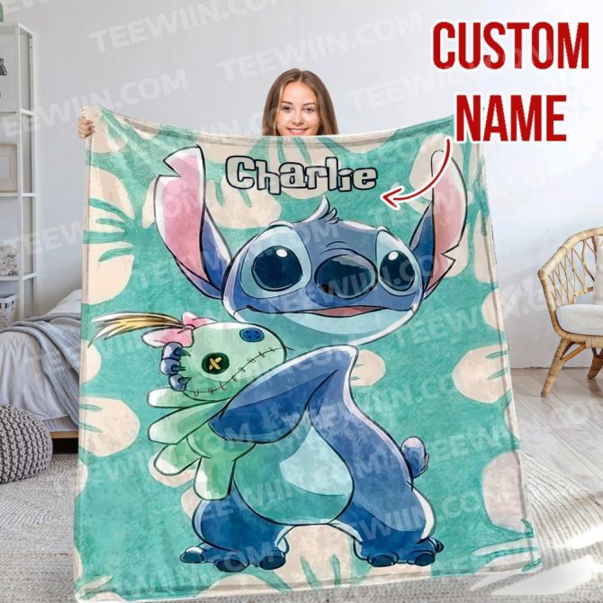 Custom Name Stitch Blanket - Personalized Cozy Gift For Kids & Adults