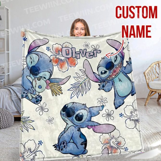 Personalized Cute Cartoon Throw Blanket - Custom Name Gift For Kids & Fans