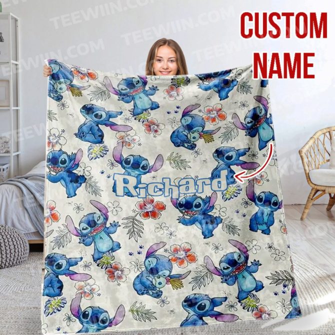 Custom Name Stitch Blanket – Cozy, Personalized Gift For Kids & Fans