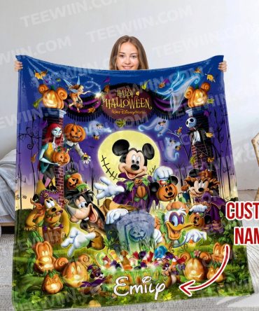 Custom Halloween Disney Blanket - Personalized Name Gift For Kids & Fans