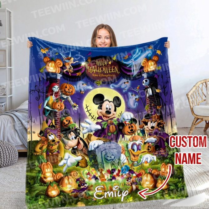 Custom Halloween Disney Blanket - Personalized Name Gift For Kids & Fans
