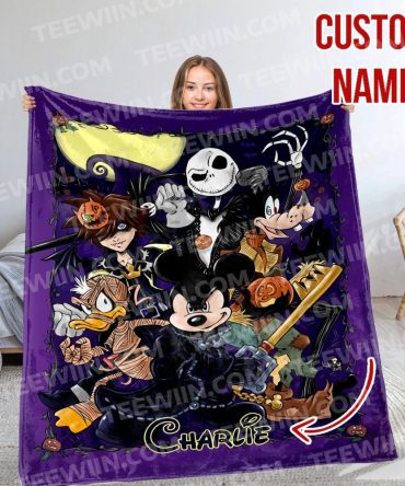 Personalized Halloween Blanket – Custom Name, Cozy Decor For Disney Fans
