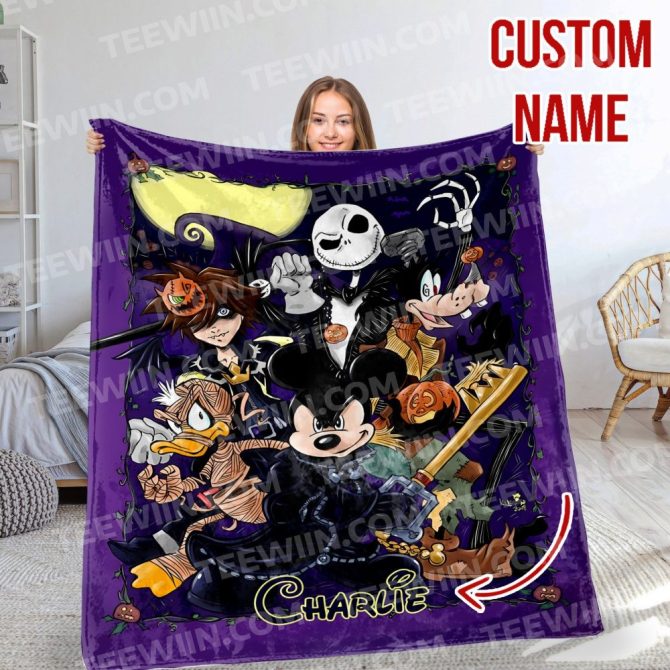 Personalized Halloween Blanket – Custom Name, Cozy Decor For Disney Fans
