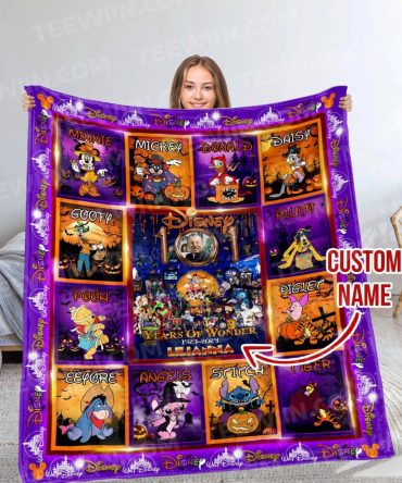 Custom Disney Halloween Blanket – Personalized Name, Cozy & Colorful Gift