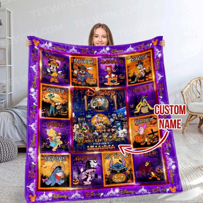 Custom Disney Halloween Blanket – Personalized Name, Cozy & Colorful Gift