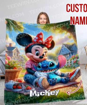 Cozy Custom Minnie & Stitch Blanket - Personalized Gift For Disney Fans