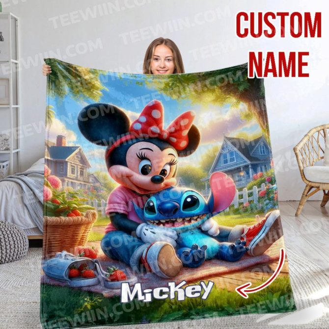 Cozy Custom Minnie & Stitch Blanket - Personalized Gift For Disney Fans