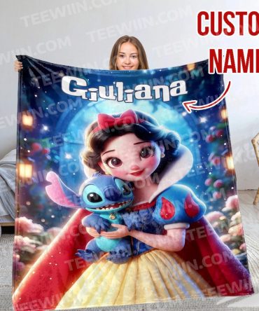 Personalized Princess & Alien Fleece Blanket - Custom Name Gift For Kids Room Decor