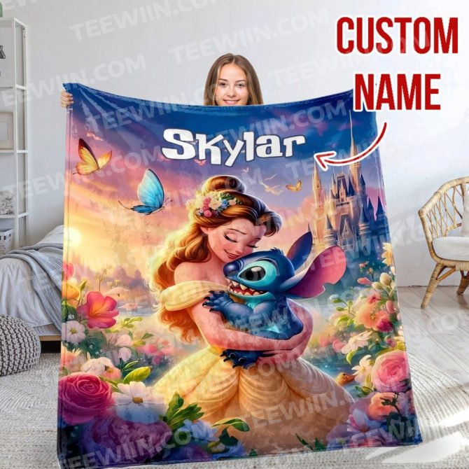 Personalized Princess & Alien Fleece Blanket - Custom Name Gift For Kids