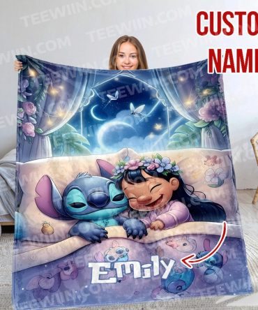 Personalized Cartoon Blanket - Cozy Night Design With Custom Name - Perfect Gift For Kids & Fans