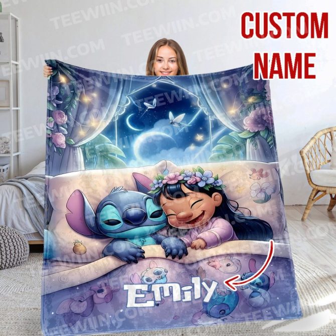 Personalized Cartoon Blanket - Cozy Night Design With Custom Name - Perfect Gift For Kids & Fans